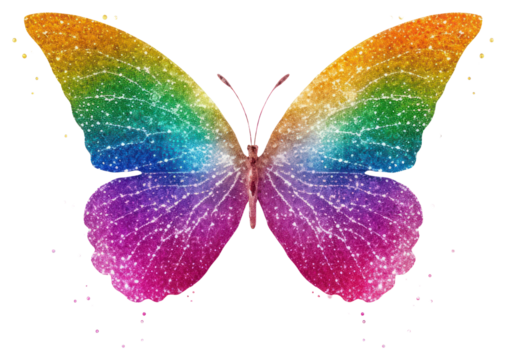 PNG Butterfly adhesive strip rainbow glitter insect.