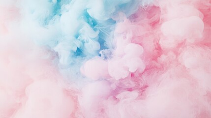 Colors blend beautifully as pink and blue ink clouds mingle in water, creating a captivating visual effect during a creative exploration