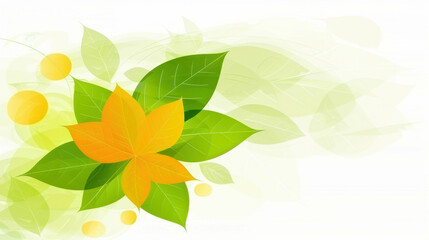 A leafy green flower with yellow petals. The flower is surrounded by green leaves. The image has a bright and cheerful mood