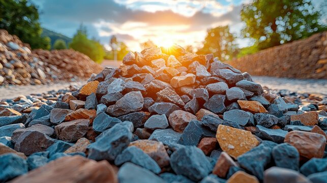 Close-up of Gray and Brown Rocks with Sunlit Background