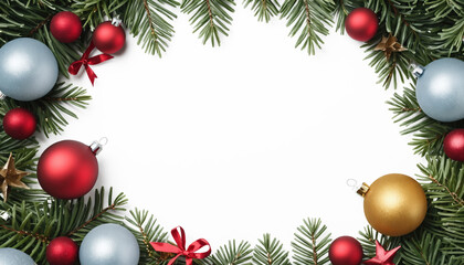 Christmas frame isolated on white background.
