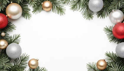 Christmas frame isolated on white background.