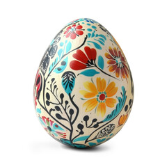 Slavic Floral Easter Egg on white background .PNG transparent.