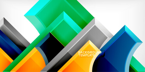 Obraz premium Arrow with round elements. Color geometric shapes background. Vector Illustration For Wallpaper, Banner, Background, Card, Book Illustration, landing page