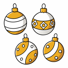 Collection of festive Christmas baubles with various patterns