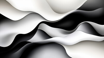 Fototapeta premium modern abstract design featuring flowing waves in black, white, and gray tones, creating sense of depth and movement