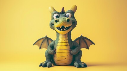 A cartoon dragon on a yellow background.