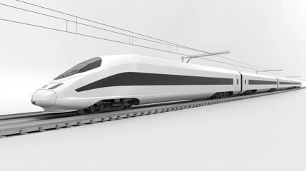 Fototapeta premium High-speed train on the tracks, representing efficient and modern transport on a clear background