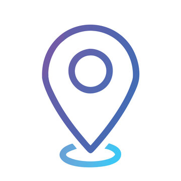 recommend clip art: Gradient Outline Location Pin Icon, Modern gradient outline of a location pin icon with circular base, ideal for navigation apps, maps, and technology-related designs.
                    