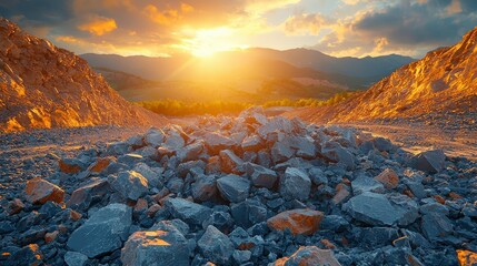 Naklejka premium Rocky Mountain Landscape at Sunset