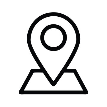 recommend clip art: Black and White Location Pin Icon Outline, Simple black and white outline of a location pin icon on a base, perfect for maps, navigation apps, and minimalist design projects.
                    