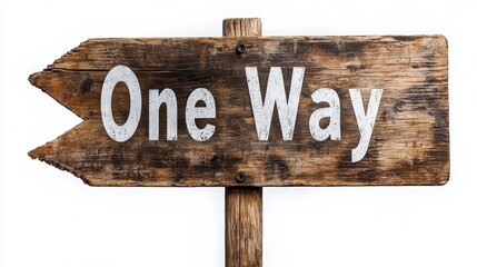 One way sign on weathered wooden post, navigating country roads and rural paths one