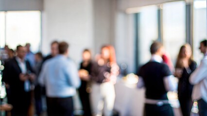 Company Anniversary Event Blur - Soft blur of a company milestone celebration with attendees.
