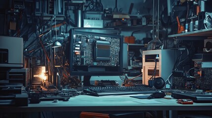  Technician repairing Computer pc, Hardware maintenance Engineering