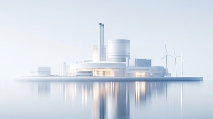 Obraz premium nuclear power facility, highlighting its advanced reactor core integrated with renewable energy systems.