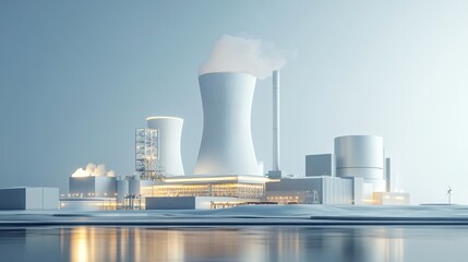 Obraz premium nuclear power facility, highlighting its advanced reactor core integrated with renewable energy systems.