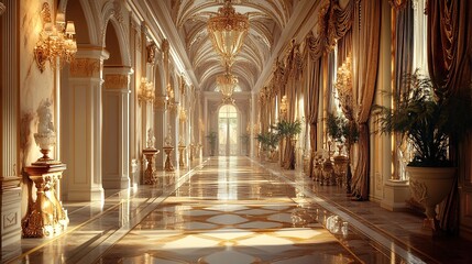 Obraz premium Golden Hallway Interior Design