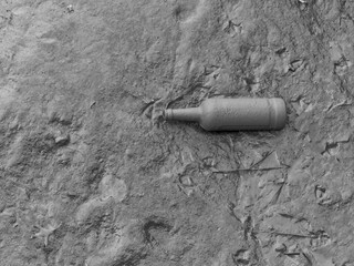 Bottle on the ground, bay mud