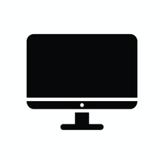 Computer monitor icon vector. PC desktop monitor symbol solid flat icon