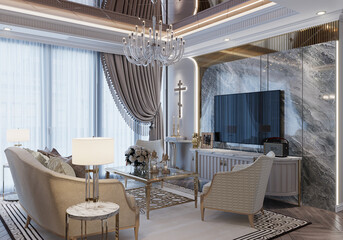 Creating an Attractive Living Room Stylish Designs and Elegant Furnishings, LED Light, Coach, Flowers