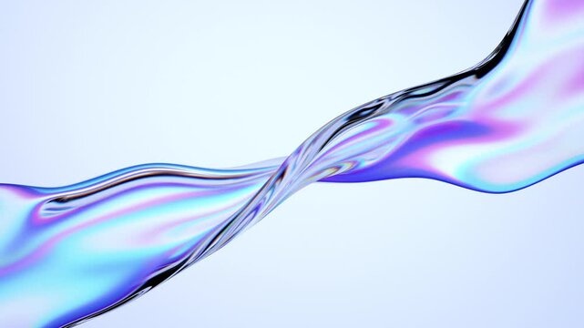 Abstract animation, background design with iridescent wave, 4k looping video, 3d render