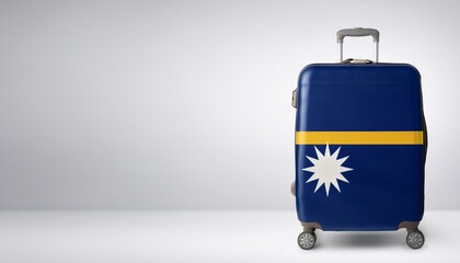 ナウルの国旗のスーツケース。(Nauru flag on a stylish suitcase and copy space.)
