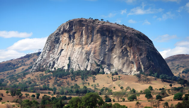 "Vibrant View of Sibebe Rock, Massive Granite Dome, World's Second Largest Monolith"