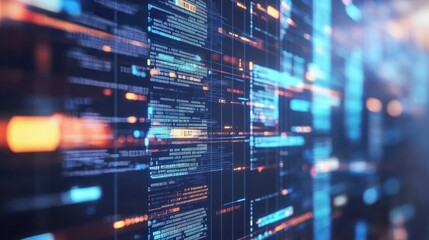 Obraz premium Digital data stream of numbers and code, representing information technology and analytics