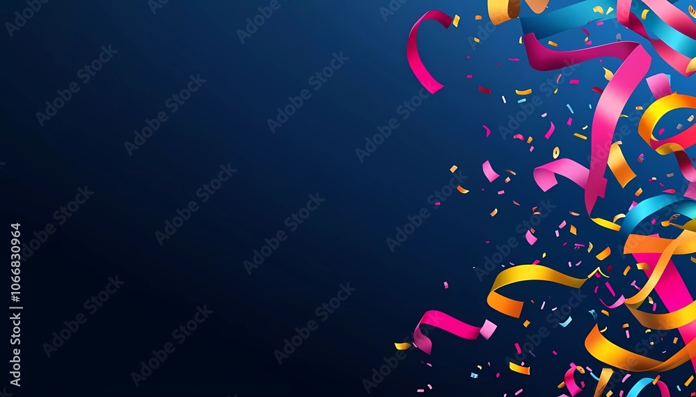 Fototapete vector illustration of a happy new year logo with colorful streamers and the numbers 