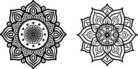 Luxury set of floral mandala ornamental background banner with gold round circle pattern