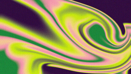 A vibrant abstract pattern with swirling green, yellow, and pink hues blending into each other, creating a fluid, psychedelic effect against a dark background.