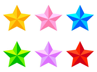 カラフルなスターマークのアイコンイラスト素材セット2