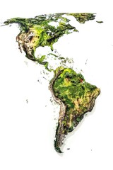 Map of the Americas is drawn in green and brown