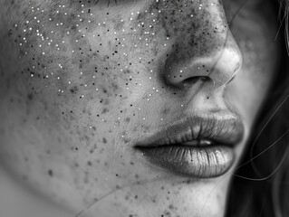 Close-up of Woman's Face with Glittery Dots