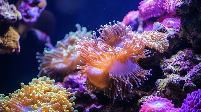 Vibrant Marine Life, Colorful Coral Reefs, Sea Anemones, Underwater Ecosystems,sea life, nature, ocean, detail, pattern, underwater, organism, bea