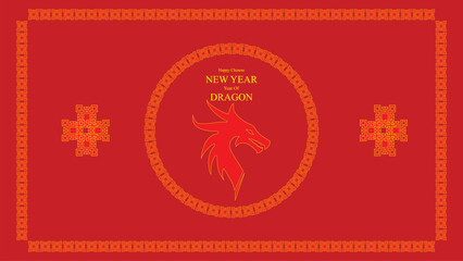 Dragon in Ring Pattern chinese ornament , lunar new year background with asia geometric frame