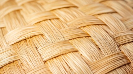Fototapeta premium Close-up of woven straw hat, intricate details, countryside craftsmanship