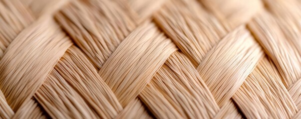 Detailed close-up of straw basket weave, natural textures
