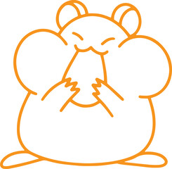 Line art illustration of cute hamster eating a snack