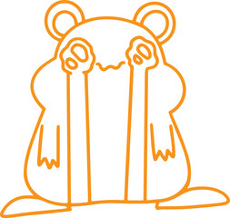 Line art illustration of cute hamster crying