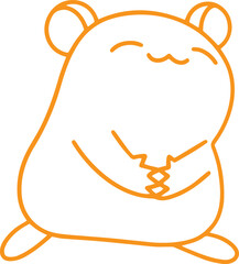 Line art illustration of a smiling cute hamster