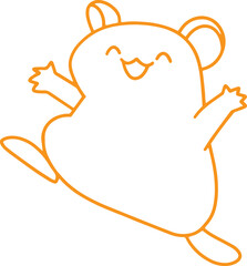 Line art illustration of a happy cute hamster
