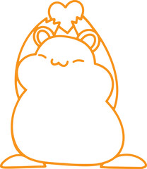 Line art illustration of cute hamster holding a heart, coloring page