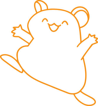 Line art illustration of a happy cute hamster
