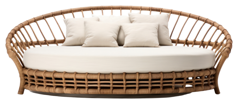 PNG Rattan bed furniture cushion pillow.