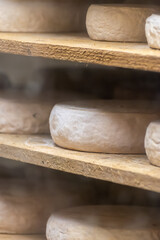 Farmer shop in Biarritz, France, Basque Country and Pyrenees sheep, cow and goat cheeses for sale, Tomme, Fermier Brebis, farmers cheese