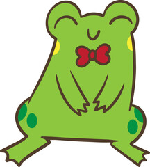 Adorable Green Frog Smiling Cartoon Character