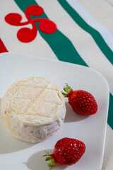 Cheese collection, soft sheeps milk brebis French cheese with mold produced on cheese farm in Basque Country in France
