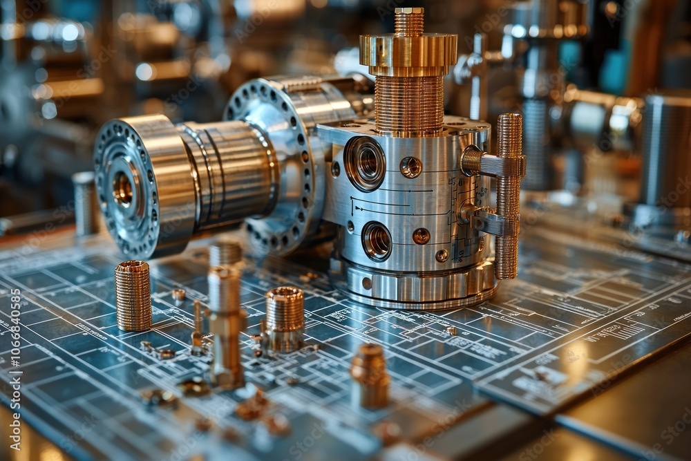 Poster Close-up of a complex mechanical system with intricate parts.