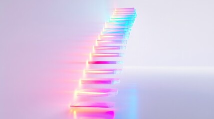 ladder, where each rung glows with neon hues, symbolizing the transition between different energy levels.